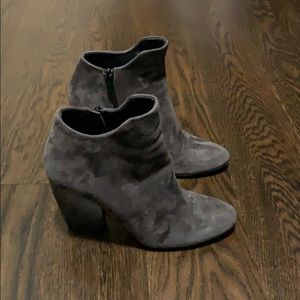 Charcoal suede booties by M. Gemi